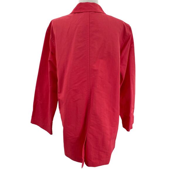 J. Crew Coral Nylon Button Front Flap Pockets Boxy Rain Jacket Women Sz L - Picture 3 of 9
